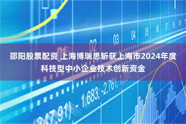 邵阳股票配资 上海博瑞思斩获上海市2024年度科技型中小企业技术创新资金