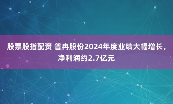 股票股指配资 普冉股份2024年度业绩大幅增长，净利润约2.7亿元