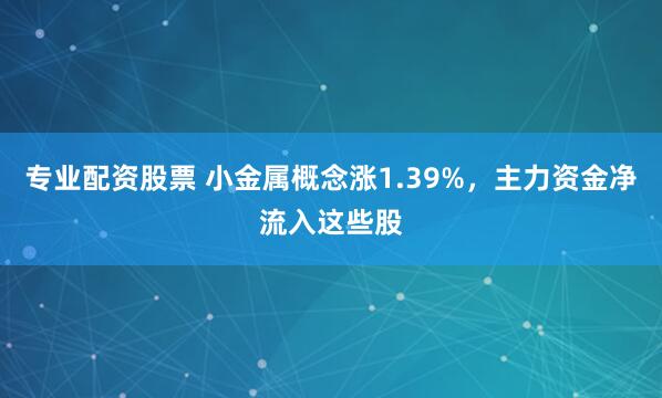 专业配资股票 小金属概念涨1.39%，主力资金净流入这些股