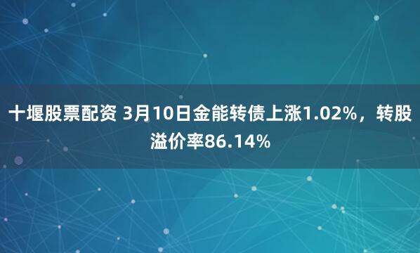 十堰股票配资 3月10日金能转债上涨1.02%，转股溢价率86.14%