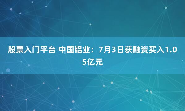 股票入门平台 中国铝业：7月3日获融资买入1.05亿元